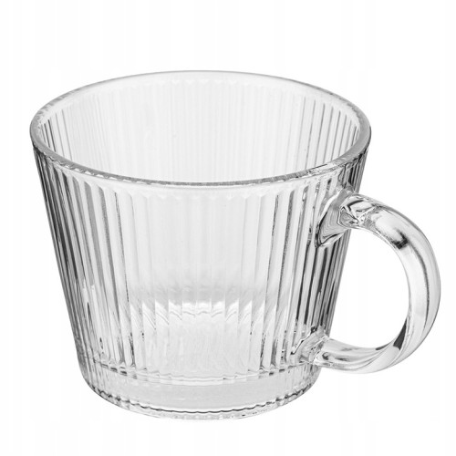 Filiżanka szklana kubek ryflowana przezroczysta 370ml 1szt Jumbo