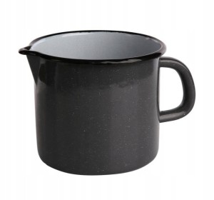 Kubek metalowy emaliowany garnuszek z dzióbkiem na mleko szary 1,15L 1szt
