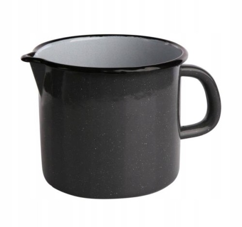 Kubek metalowy emaliowany garnuszek z dzióbkiem na mleko szary 1,15L 1szt