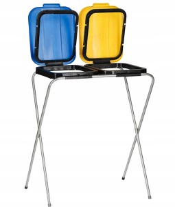 Stojak na worki do segregacji śmieci na 2 kosze z kolorami