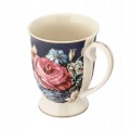 Kubek porcelanowy granatowy w róże na stopce elegancki 320ml 1szt Róża