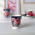Kubek porcelanowy granatowy w róże na stopce elegancki 320ml 1szt Róża