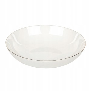 Talerz obiadowy ceramiczny głęboki biały złota obwódka 20cm 1szt Bella