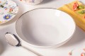Talerz obiadowy ceramiczny głęboki biały złota obwódka 20cm 1szt Bella