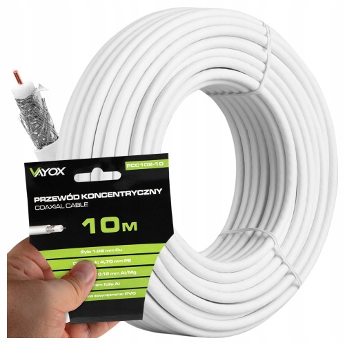Kabel koncentryczny antenowy 10 m 1,02 mm² CU PVC odporny na UV