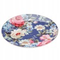 Talerz deserowy ceramiczny niebieski w kwiatki róże 20cm 1szt Róża