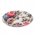 Talerz deserowy ceramiczny biały w kwiatki róże 20cm 1szt Róża