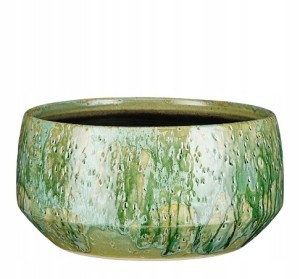 Doniczka ceramiczna osłonka szeroka zielona boho 32,5 cm 1szt