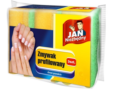 Jan Niezbędny zmywak kuchenny profilowany do mycia naczyń 9,5x7 cm 3 szt.