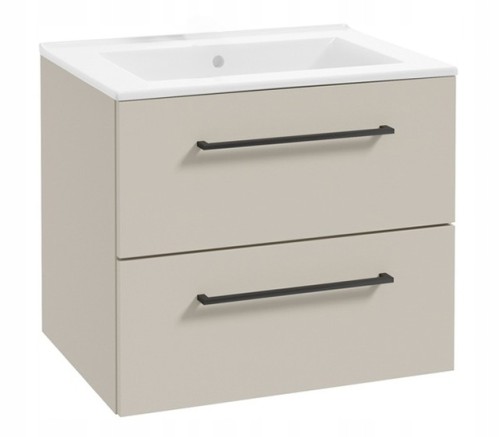 Szafka łazienkowa z umywalką wisząca podwieszana kaszmir 60x50cm Pinia