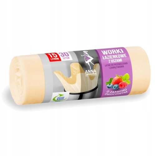 Anna Zaradna worki łazienkowe z uszami zapach owocowy 15l 30 szt.