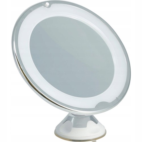 Lusterko stojące do makijażu LED okrągłe na baterie srebrne 20cm 1szt