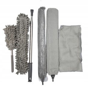 Zestaw do czyszczenia sprzątania z kijem teleskopowym 6 elementów szary