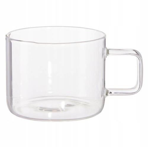 Kubek szklany transparentny do kawy z uchem 375ml 1szt