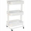 Wózek na kółkach regał kuchenny 3 poziomy metalowy mobilny biały 76cm 1szt