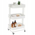 Wózek na kółkach regał kuchenny 3 poziomy metalowy mobilny biały 76cm 1szt
