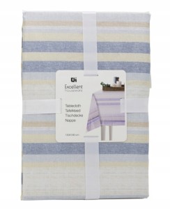 Obrus dekoracyjny na stół letni w kolorowe paski niebieski 130x180cm 1szt