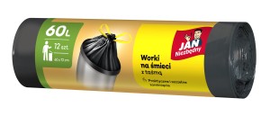 Jan Niezbędny worki na śmieci z taśmą classic czarne 60L 12 szt.