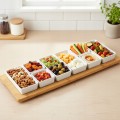 Zestaw 8 miseczek ceramicznych do serwowania z tacą bambusową 58cm