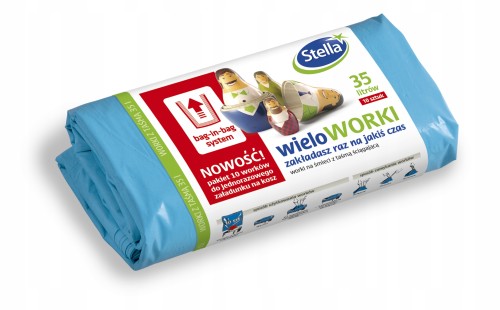 Worki na śmieci Stella z taśmą ściągającą mocne 35L mocne 10 szt.