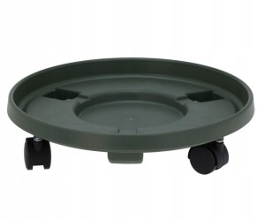 Podstawka pod doniczkę obrotowa na kółkach plastikowa zielona 33cm 1szt