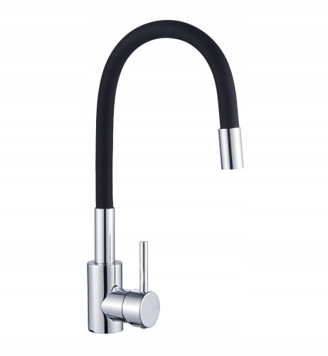 Bateria kuchenna stojąca z elastyczną wylewką czarna / chrom Riva