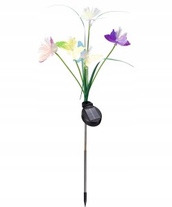 Dekoracja ogrodowa solarna wbijana motylki LED ciepły biały 68cm 1szt