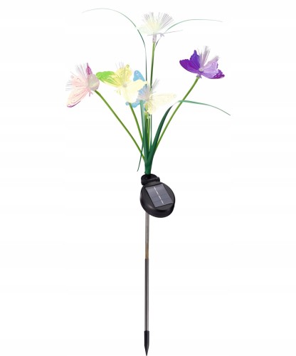 Dekoracja ogrodowa solarna wbijana motylki LED ciepły biały 68cm 1szt