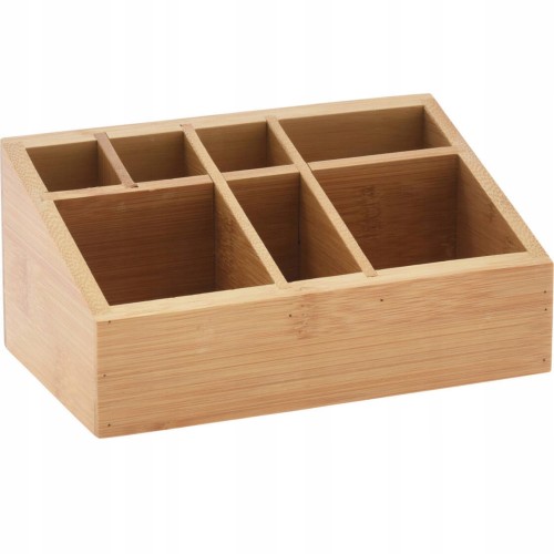 Organizer na kosmetyki bambusowy naturalny z przegródkami 17cm 1szt