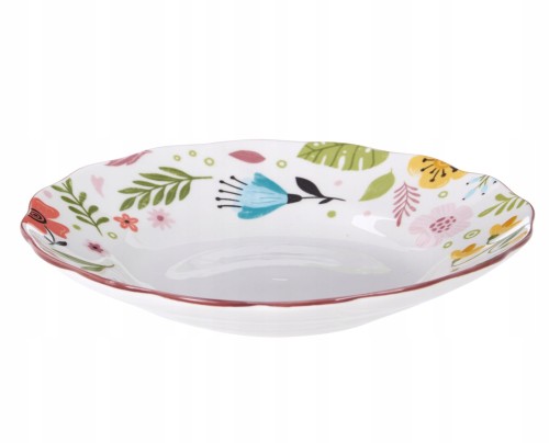 Salaterka miska ceramiczna biała w kwiatki 23 cm 1szt