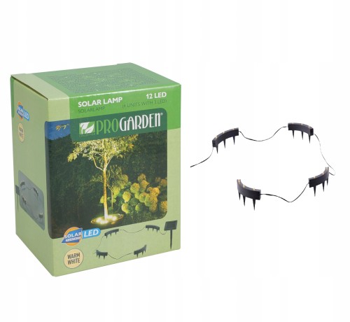 Lampki solarne wbijane do drzewa ogrodowe LED ciepły biały czarne 200cm