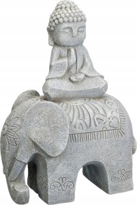 Figurka Budda na słoniu MGO szara duża ogrodowa 39x55,5cm 1szt