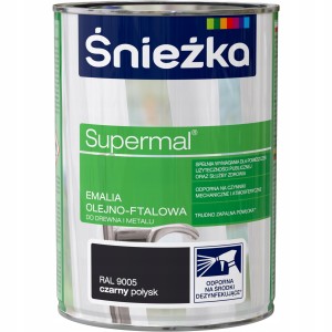 Śnieżka Supermal emalia olejno-ftalowa drewno metal czarny połysk 0,8L