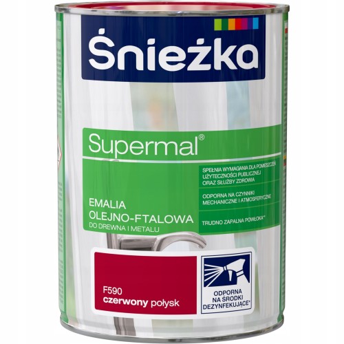 Śnieżka Supermal emalia olejno-ftalowa drewno metal czerwony połysk 0,8L