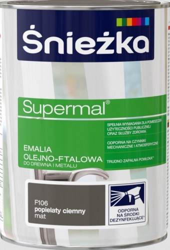Śnieżka Supermal emalia olejno-ftalowa popielaty ciemny mat 0,8L