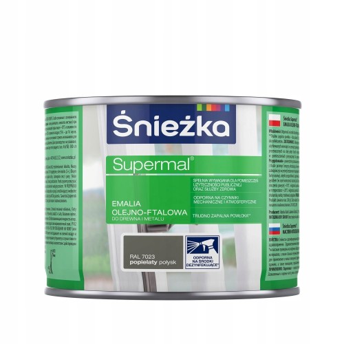 Śnieżka Supermal emalia olejno-ftalowa drewno metal popielaty połysk 0,2L