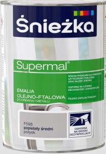 Śnieżka Supermal emalia olejno-ftalowa drewno metal popielaty połysk 0,8L