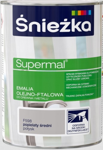 Śnieżka Supermal emalia olejno-ftalowa drewno metal popielaty połysk 0,8L