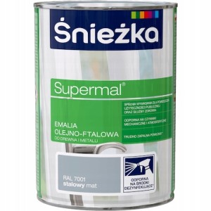 Śnieżka Supermal emalia olejno-ftalowa drewno metal stalowy mat 0,8L