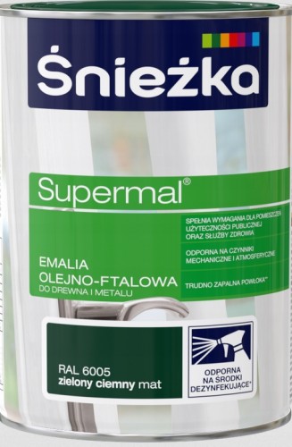 Śnieżka Supermal emalia olejno-ftalowa drewno metal ciemny zielony mat 0,8L