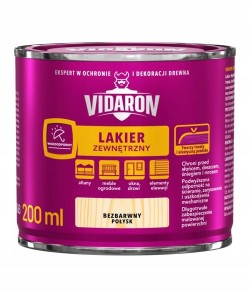 VIDARON lakier zewnętrzny do drewna bezbarwny połysk 0,2L