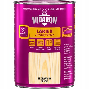 VIDARON lakier zewnętrzny do drewna bezbarwny połysk 0,75L