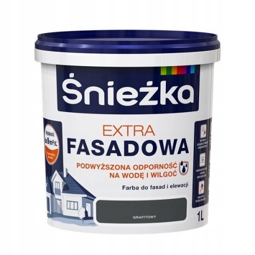 Śnieżka Extra fasadowa farba na elewacje i wnętrza grafitowy mat 1L
