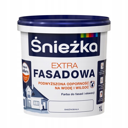 Śnieżka Extra fasadowa farba na elewacje i wnętrza biały mat 1L