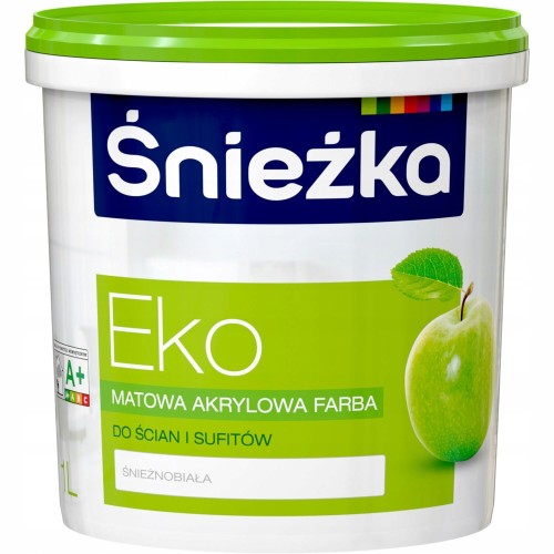 Śnieżka EKO farba akrylowa biała hipoalergiczna do ścian i sufitów 1L