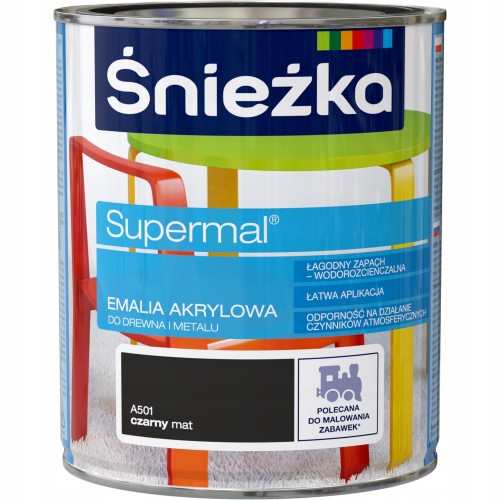 Śnieżka Eko Supermal emalia akrylowa Czarny Mat 0,8L