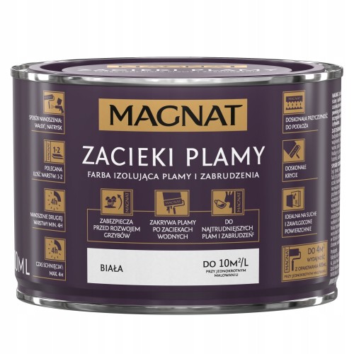Magnat farba akrylowa izolująca zacieki i plamy biały mat 0,4L