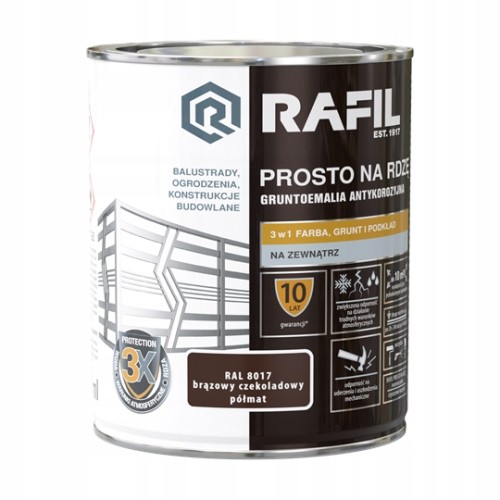 Rafil emalia do metalu Prosto Na Rdzę Brąz Czekoladowy Półmat 0,75L