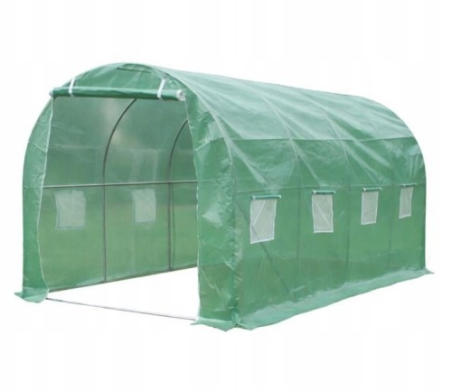 Tunel foliowy ogrodowy z 8 oknami i moskitierą zielony 4x2,5x2m