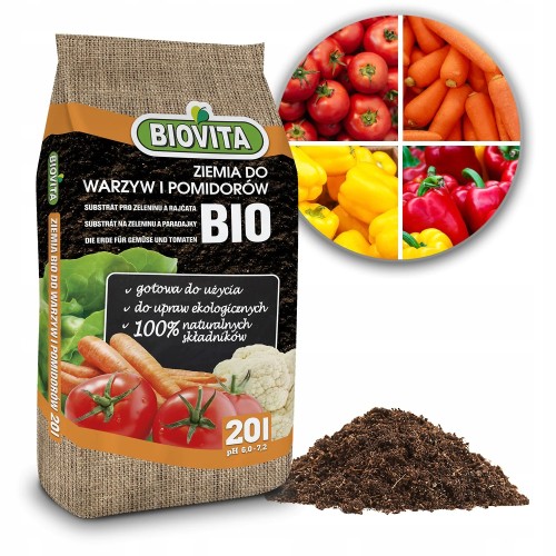 BIOVITA ziemia z nawozem BIO do warzyw i pomidorów 20L